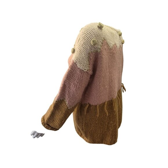 Vero Alfie Cleopatra Handmade Sweater Sz L Mohair Wool Pink Brown Colorblock - Picture 7 of 11